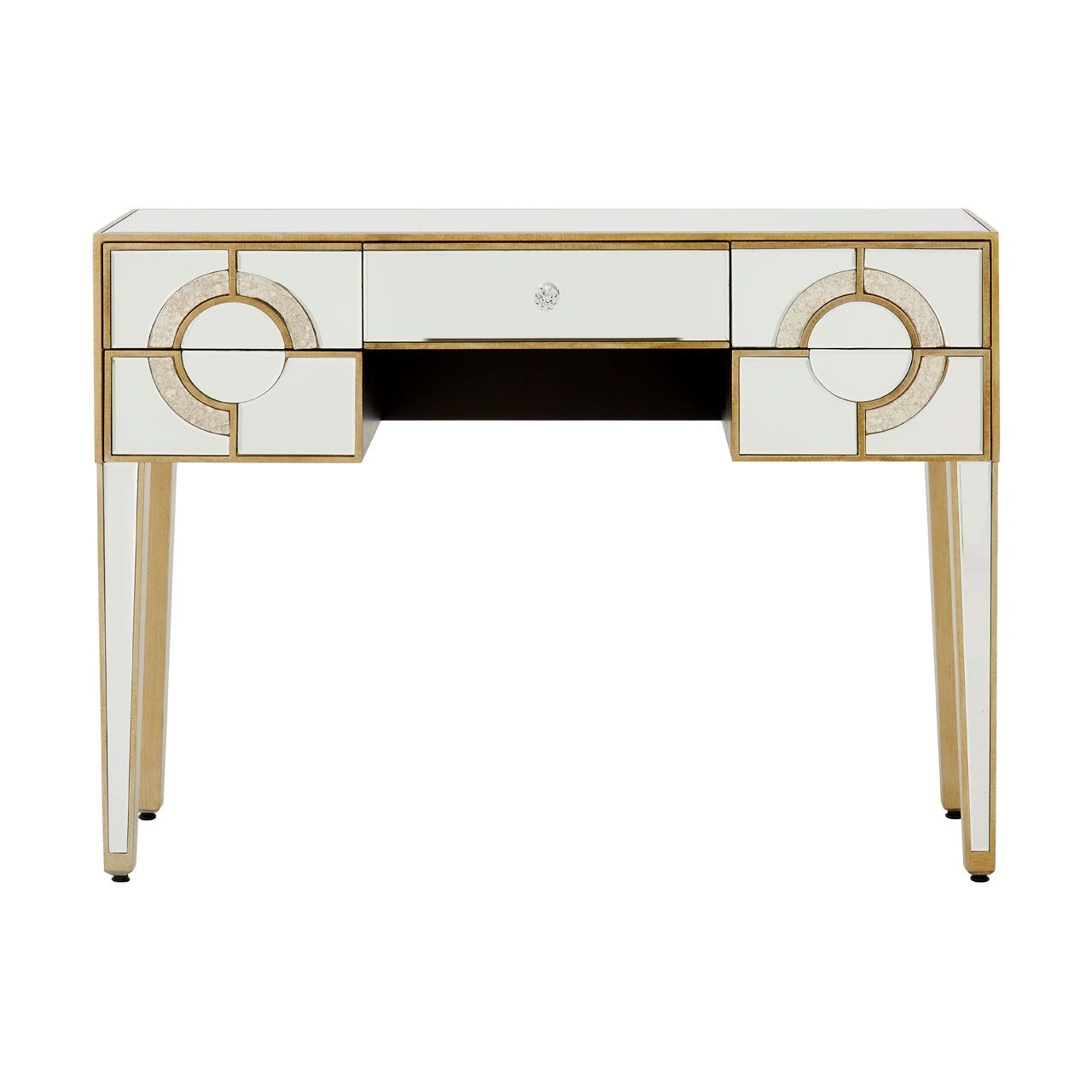 Knightsbridge Mirrored Glass Console Table With 5 Drawers