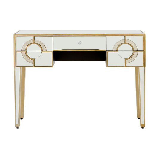Knightsbridge Mirrored Glass Console Table With 5 Drawers