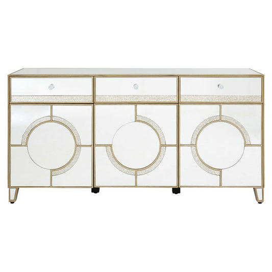 Knightsbridge Mirrored Glass Sideboard With 3 Doors 3 Drawers In Natural Tone