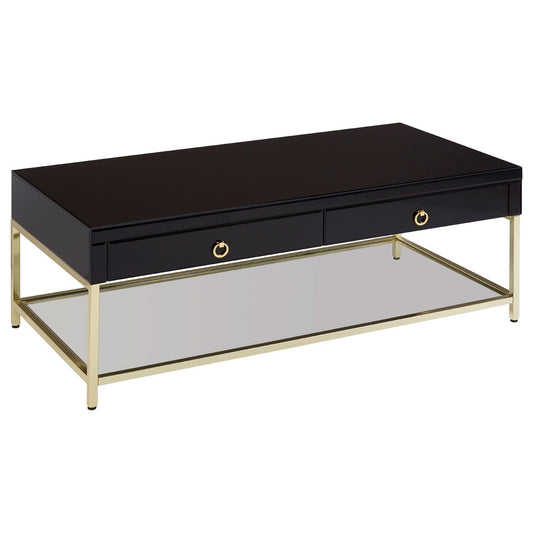 Kensington Townhouse Wooden Coffee Table In Black With 2 Drawers