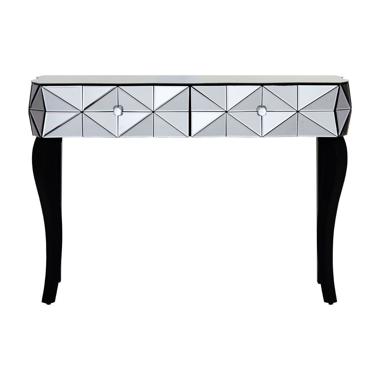Soho 3D Mirrored Glass Console Table With 2 Drawers