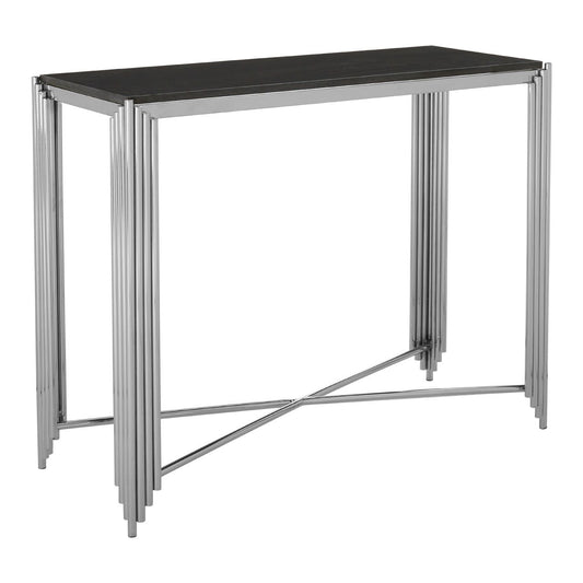 Clarice Granite Marble Console Table With Silver Stainless Steel Legs