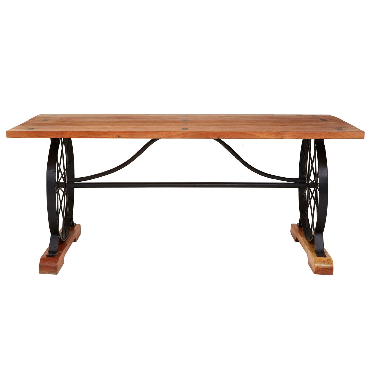 Nandri Rectangular Wooden Dining Table In Natural With Black Iron Frame