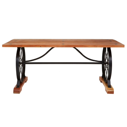 Nandri Rectangular Wooden Dining Table In Natural With Black Iron Frame