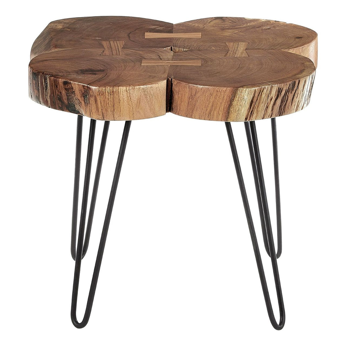 Nandri Wooden Side Table With Black Metal Legs Elegant Furniture UK