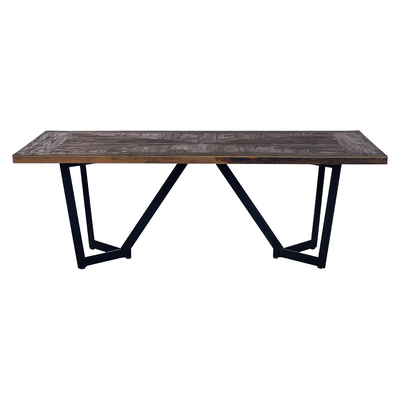 Midas Wooden Dining Table In Natural Elm With Black Iron Frame