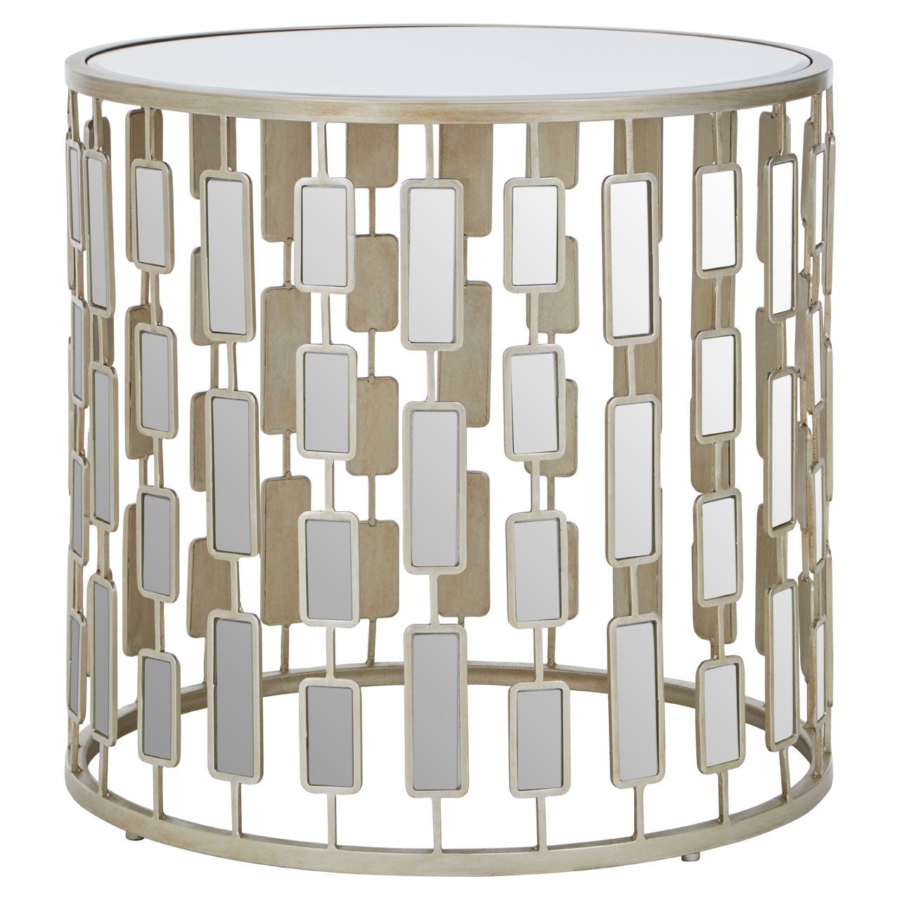 Raina Small Mirrored Glass Side Table With Metal Frame
