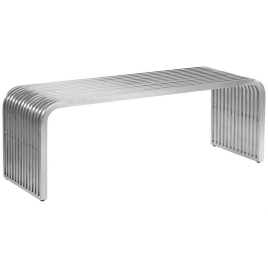 Horizon Round Edge Hallway Seating Bench In Brushed Stainless Steel