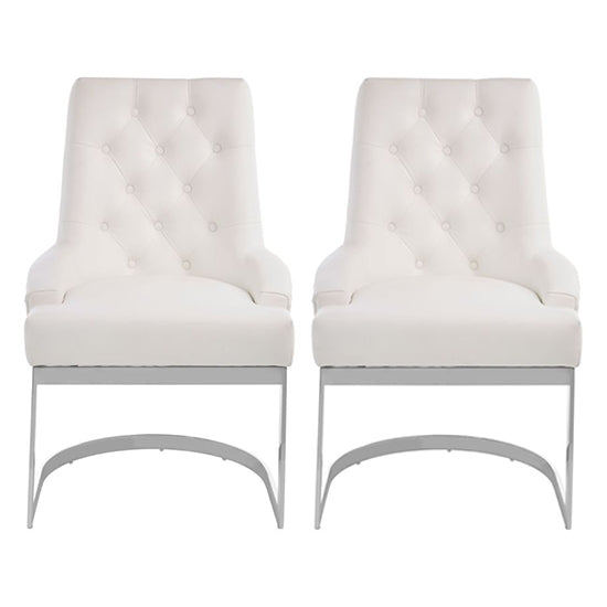 Amberley Ivory Linen Fabric Dining Chairs With Silver Frame In Pair