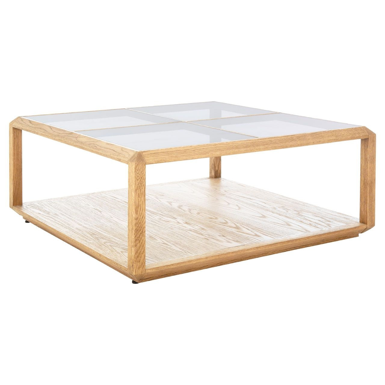 Salvar Clear Glass Coffee Table With Brown Wooden Base | Elegant ...