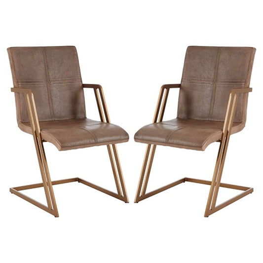 Bodmin Grey Faux Leather Dining Chairs With Angular Iron Legs In Pair