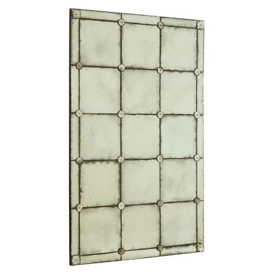 Rusper Mosaic Effect Wall Mirror In Antique Brass Frame