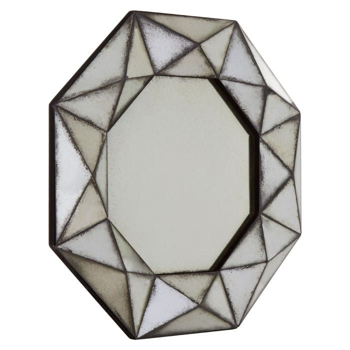 Rusper Octagonal 3D Wall Mirror In Antique Silver Frame