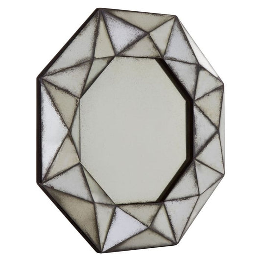 Rusper Octagonal 3D Wall Mirror In Antique Silver Frame