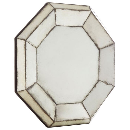 Rusper 3D Octagonal Wall Mirror In Antique Silver Frame