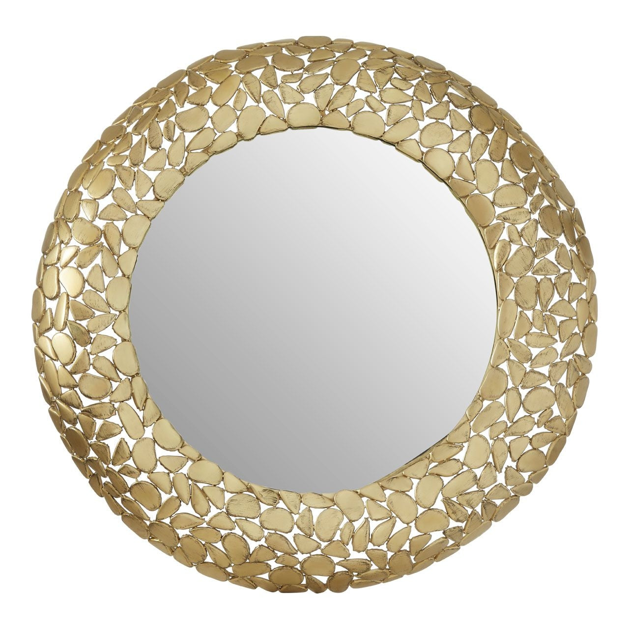 Templar Wall Bedroom Mirror In Warm Gold Frame Pebble Effect