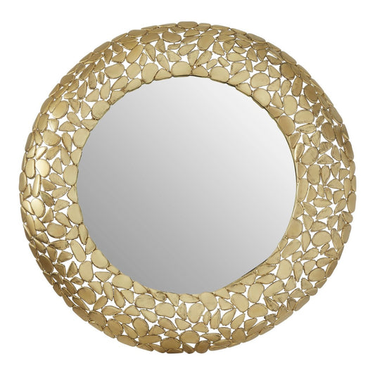 Templar Wall Bedroom Mirror In Warm Gold Frame Pebble Effect