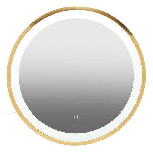 Avelino Round Illuminated Bathroom Mirror In Gold Frame