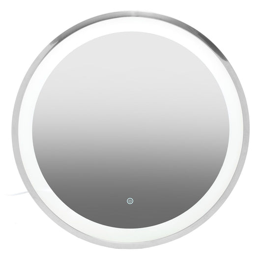 Avelino Round Illuminated Bathroom Mirror In Silver Frame