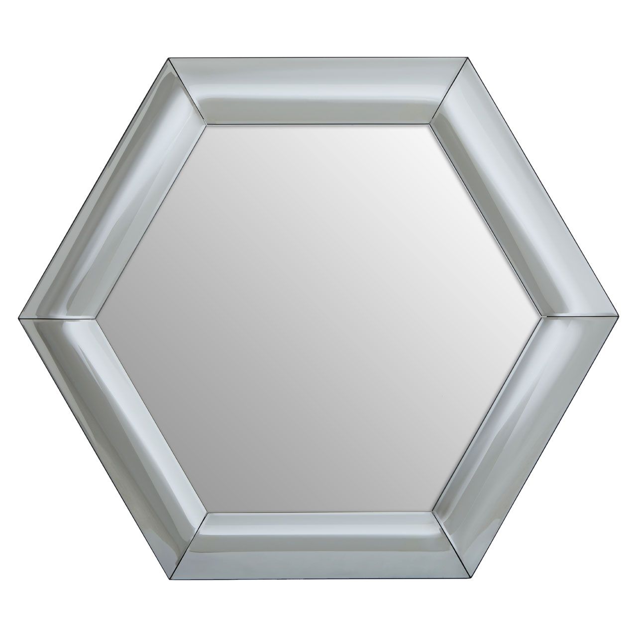 Josie Hexagon Wall Mirror In Silver Frame