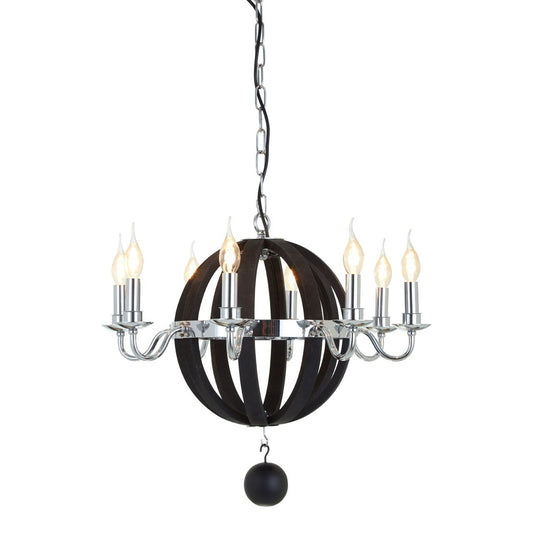 Kensington Round Chandelier Ceiling Light In Black And Silver