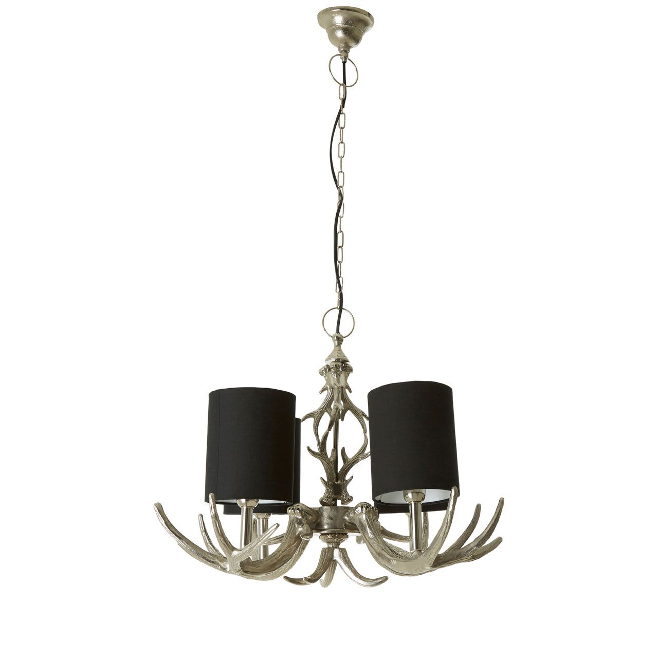 Antera 4 Fabric Shades Chandelier Ceiling Light In Silver