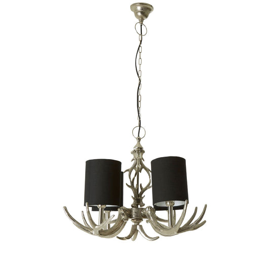 Antera 4 Fabric Shades Chandelier Ceiling Light In Silver