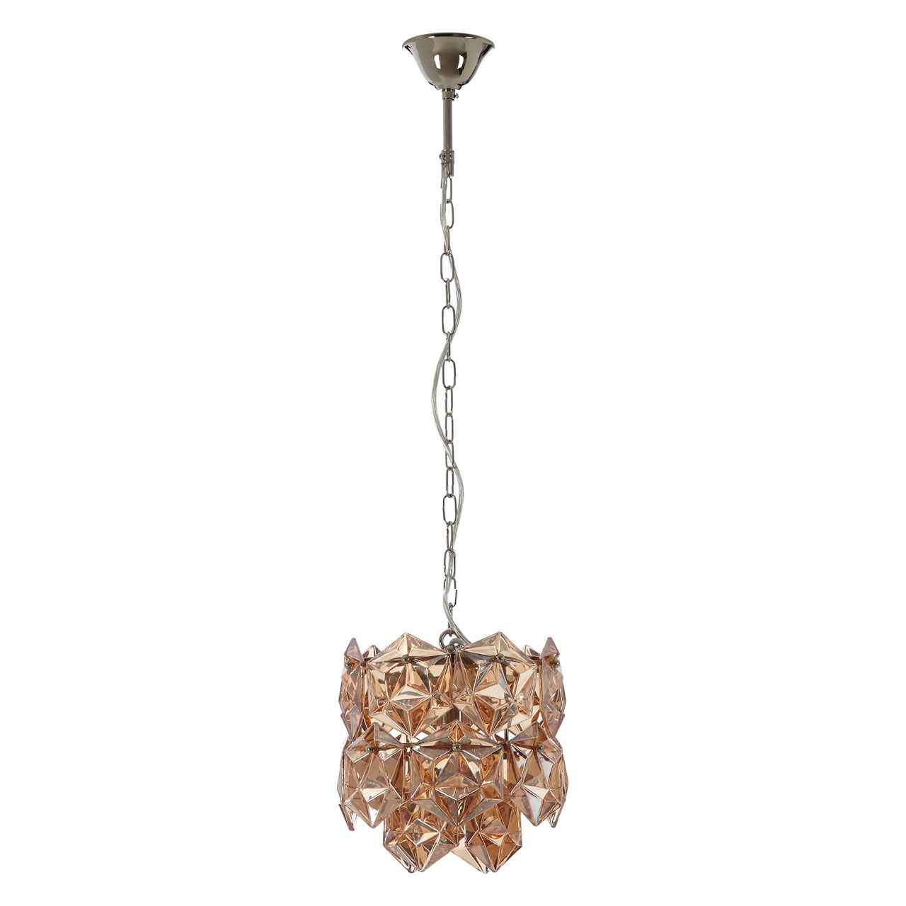 Rydello Small Amber Glass Chandelier Ceiling Light In Nickel