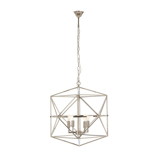 Kamara Hexagonal Chandelier Ceiling Light In Silver Nickel