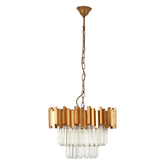 Lustra Clear Glass Chandelier Ceiling Light In Gold