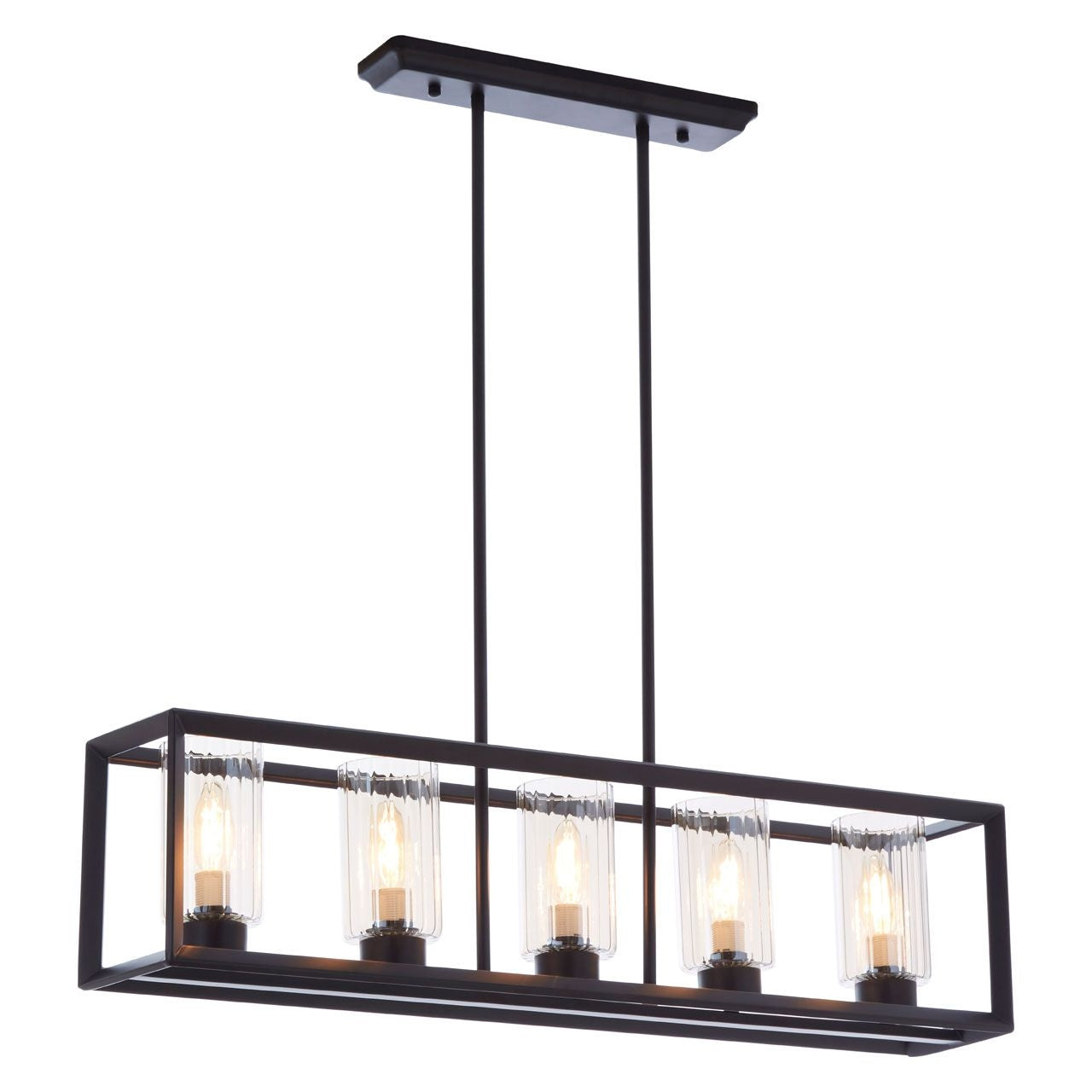 Akiko 5 Brown Glass Shades Ceiling Pendant Light In Black