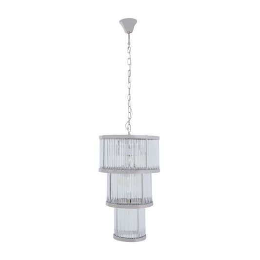 Salasco Small 3 Tier Chandelier Ceiling Light In Nickel
