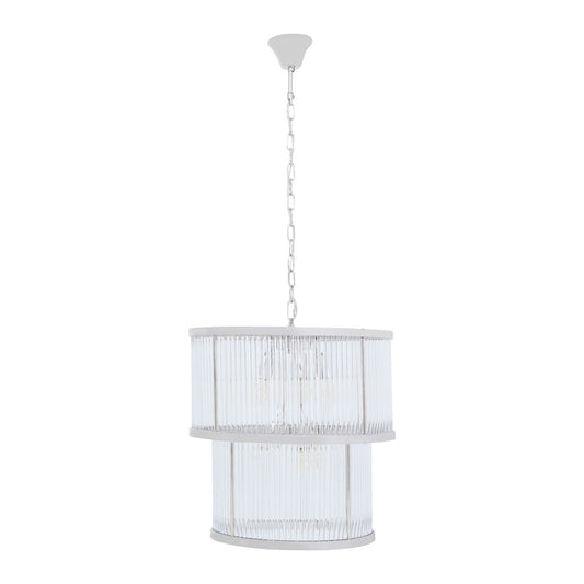Salasco Ribbed Pattern 2 Tier Chandelier Ceiling Light In Nickel