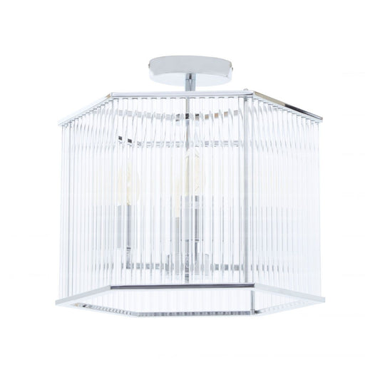 Lerci Hexagonal 4 Glass Shades Ceiling Pendant Light In Chrome