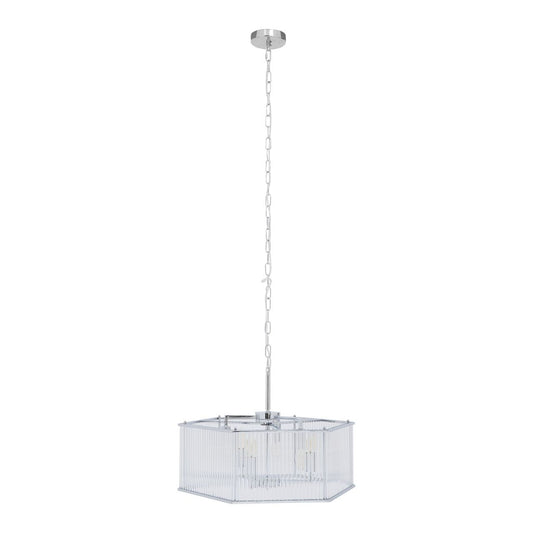 Lerci Hexagonal 6 Glass Shades Ceiling Pendant Light In Chrome