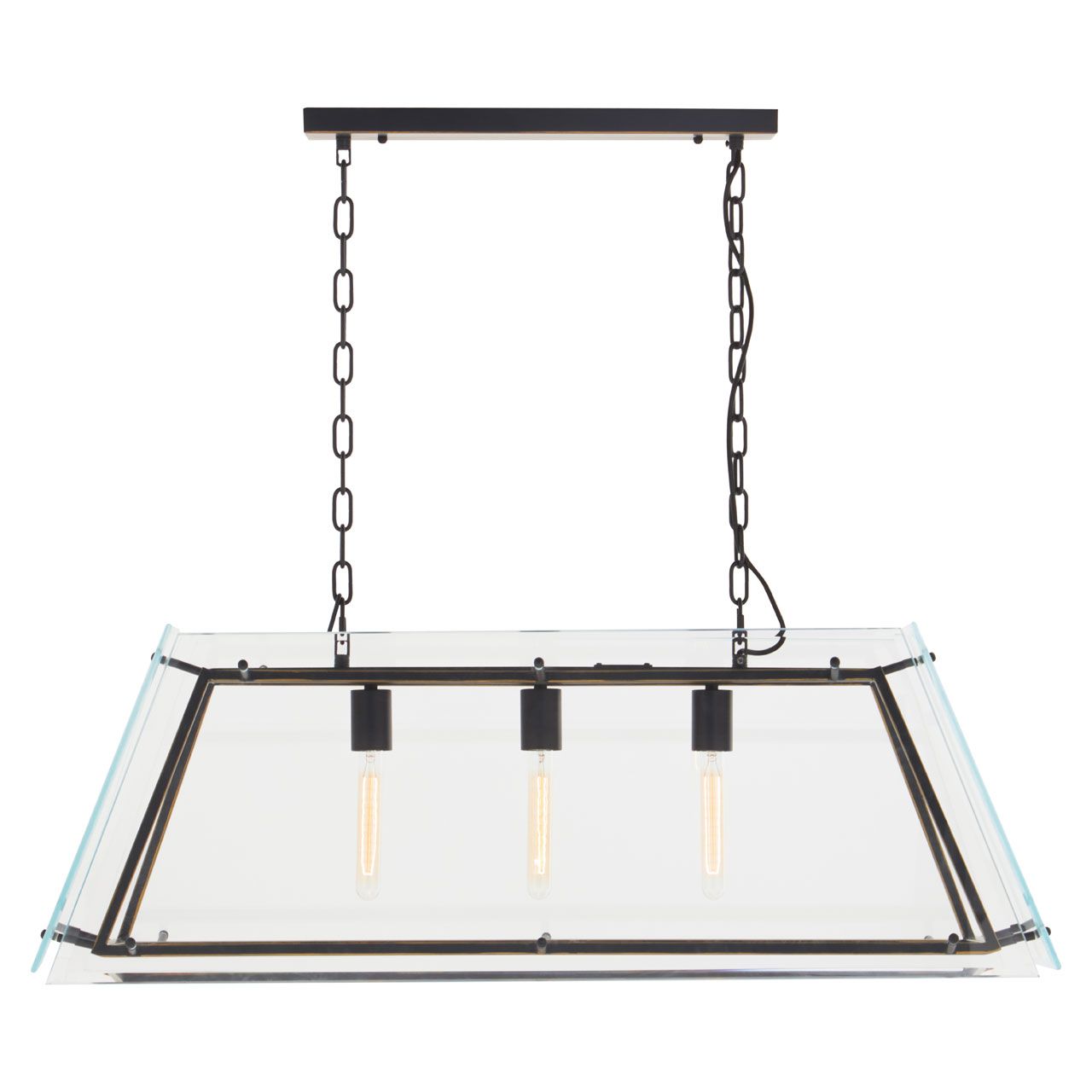 Palasso Large Clear Glass Frame Ceiling Pendant Light In Black