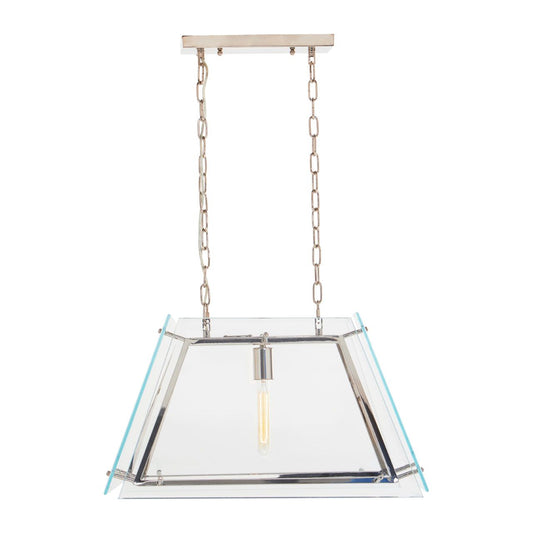 Palasso Small Clear Glass Frame Ceiling Pendant Light In Nickel