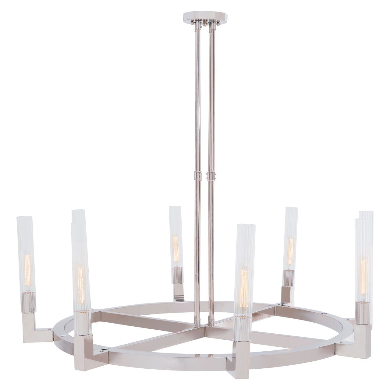 Alexis Round Fluted Effect Glass Shades Ceiling Pendant Light In Nickel