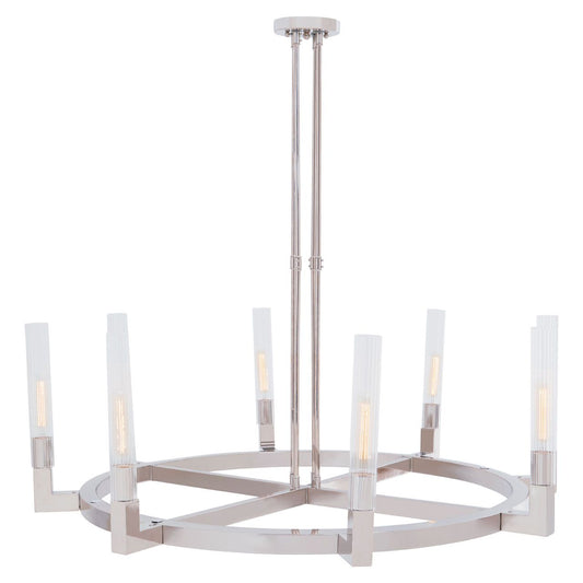 Alexis Round Fluted Effect Glass Shades Ceiling Pendant Light In Nickel