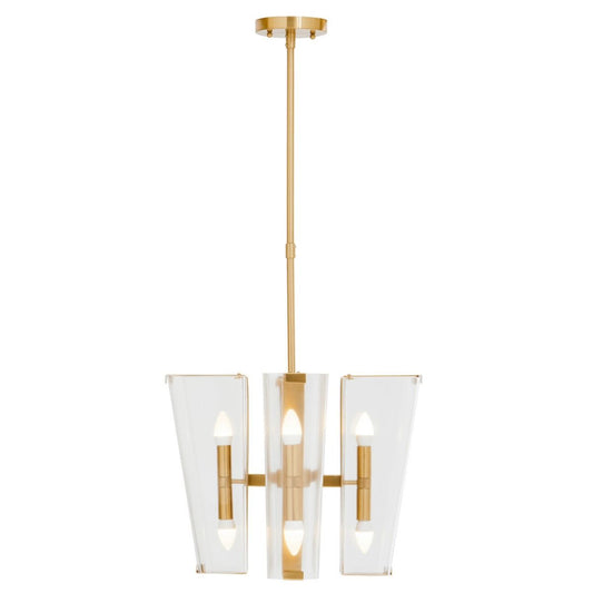 Celeste Clear Glass Lanterns Ceiling Pendant Light In Antique Brass