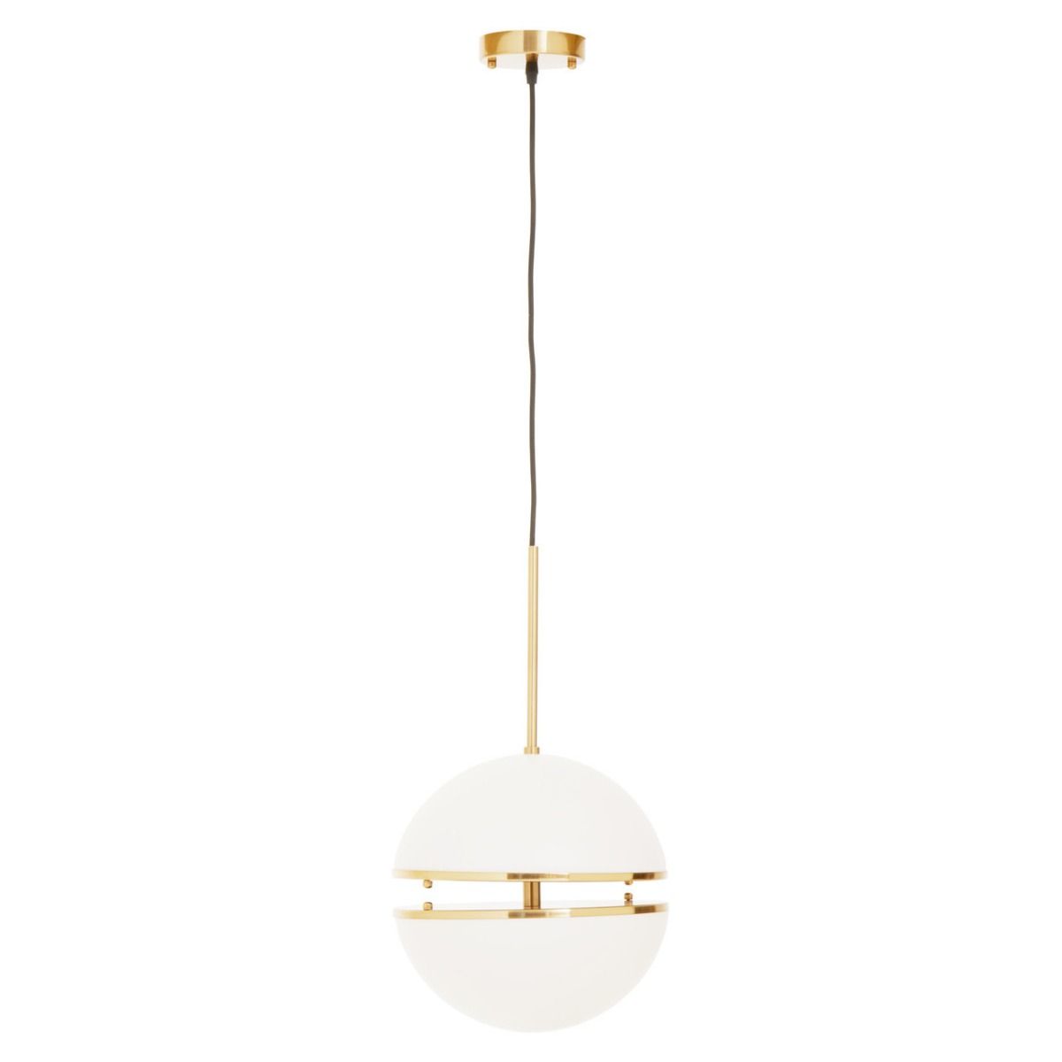 Abira Two Half Spheres Ball Ceiling Pendant Light In Brushed Brass