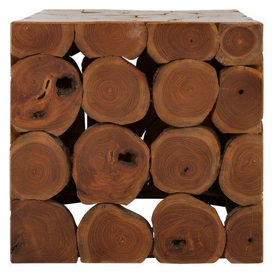 Surak Square Wooden Stool In Brown