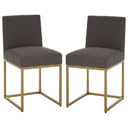 Diamond Muted Grey Fabric Dining Chairs In Pair
