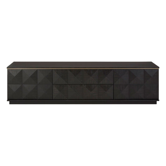 Diamond Rubberwood TV Stand In Black With 2 Doors