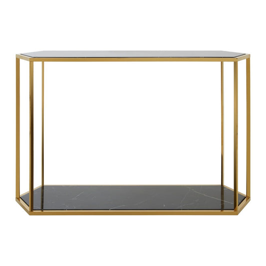 Piermount Marble Console Table In Black High Gloss