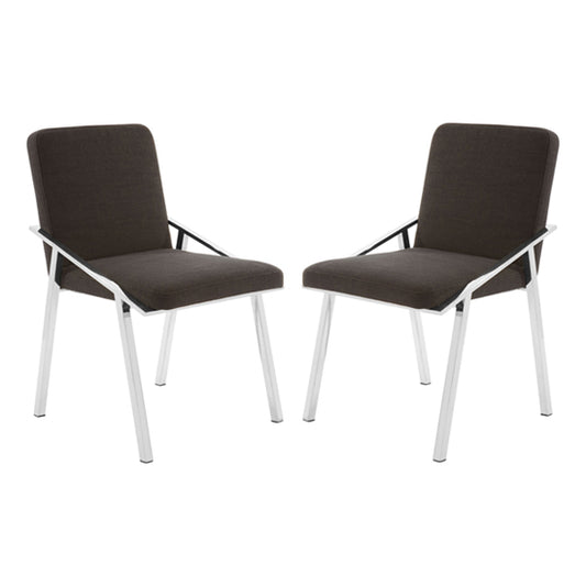 Piermount Black Fabric Dining Chairs With Stainless Steel Legs In Pair