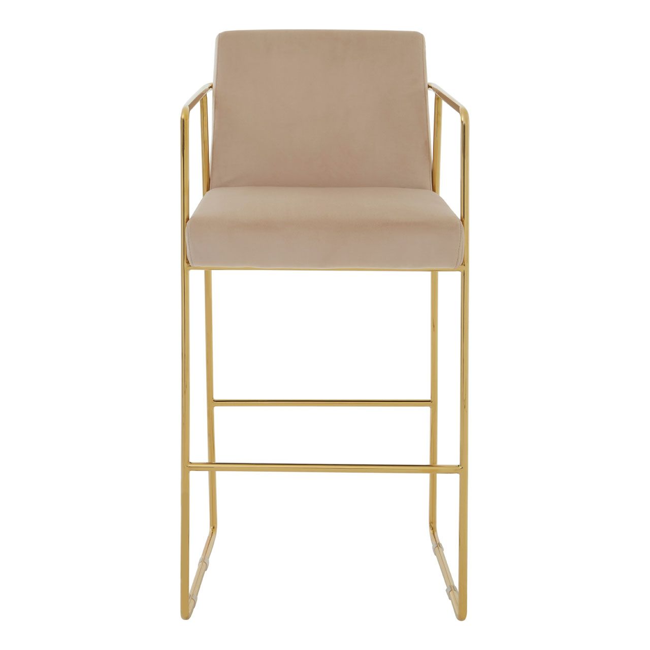 Piermount Fabric Bar Stool In Mink With Gold Stainless Steel Frame
