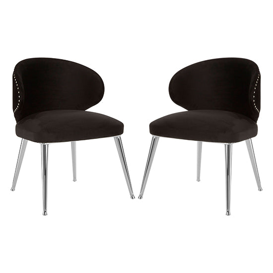 Piermount Black Fabric Dining Chair With Steel Base In Pair