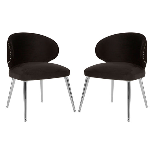 Piermount Black Fabric Dining Chair With Steel Base In Pair