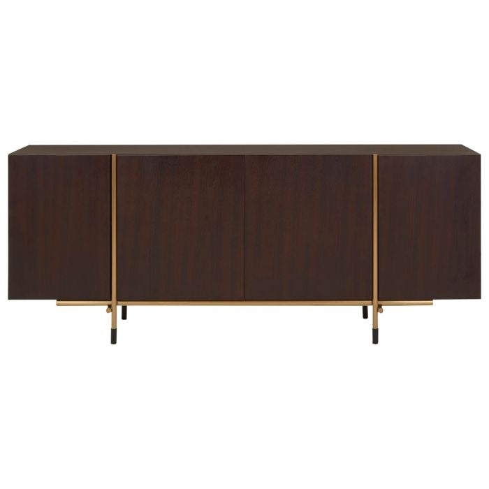 Dudley Wooden Sideboard In Walnut With Gold Stainless Steel Legs
